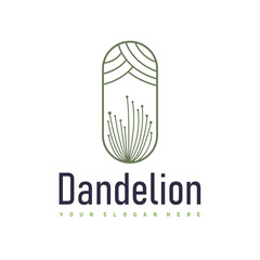 Dandelion Flower Logo Design Simple Minimalist Symbol Template
