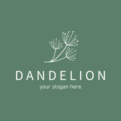 Dandelion Flower Logo Design Simple Minimalist Symbol Template