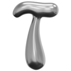 3D Liquid Chrome T Icon