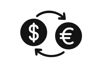 Fototapeta premium Currency exchange icon showing converting us dollar to euro with transparent background
