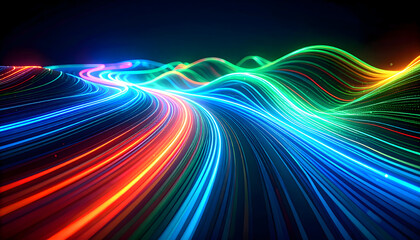 Abstract Flowing Waves of Colorful Light with Dynamic Motion and Vibrant Illumination