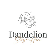 Dandelion Flower Logo Design Simple Minimalist Symbol Template