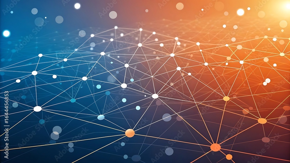 Poster interconnected nodes and lines network connections