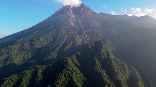 Sunrise Over Mount Merapi &ndash; Aerial View of Active Volcano, Indonesia. Mount Merapi at Sunrise