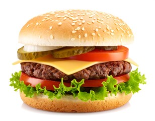 Delicious cheeseburger, close-up view