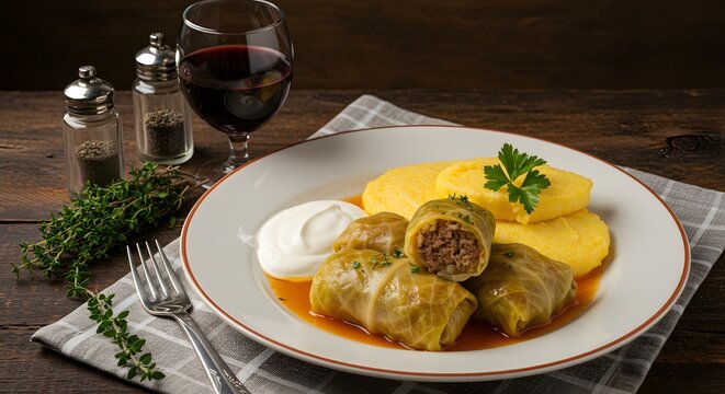 "Sarmale mit Polenta Rustikaler Rum&auml;nischer Stil"