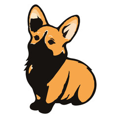 Black Corgi Animal Illustration