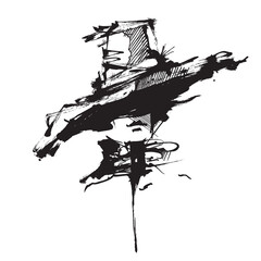 Fashion. Stylish woman in hat. Graphic portrait of a girl. Female face