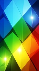 Brilliant chromatic abstraction featuring geometric shapes with luminosity and transparency