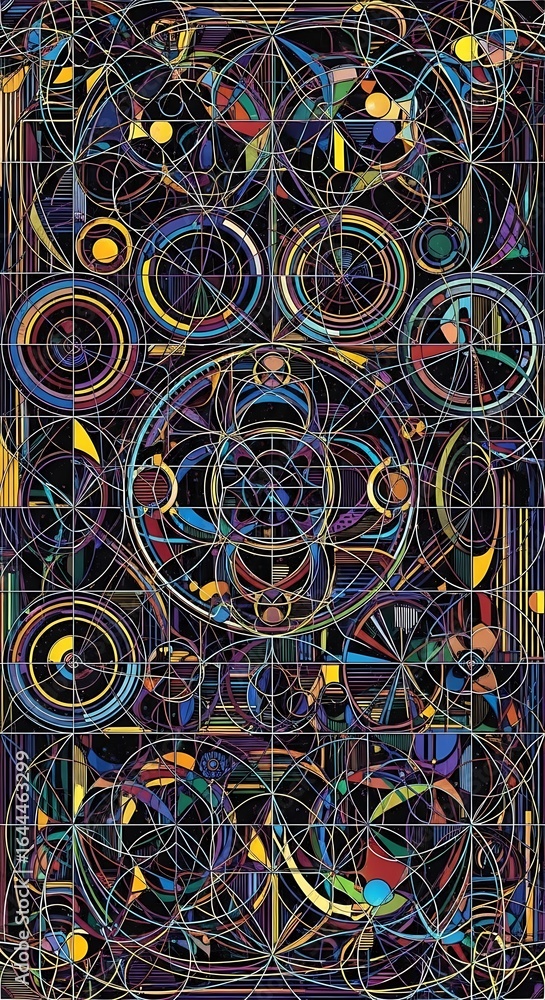 Aufkleber intricate geometric composition of intersecting circles and stylized forms display harmony