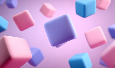 Fototapeta premium Pastel-colored cubes in a soft-focus background