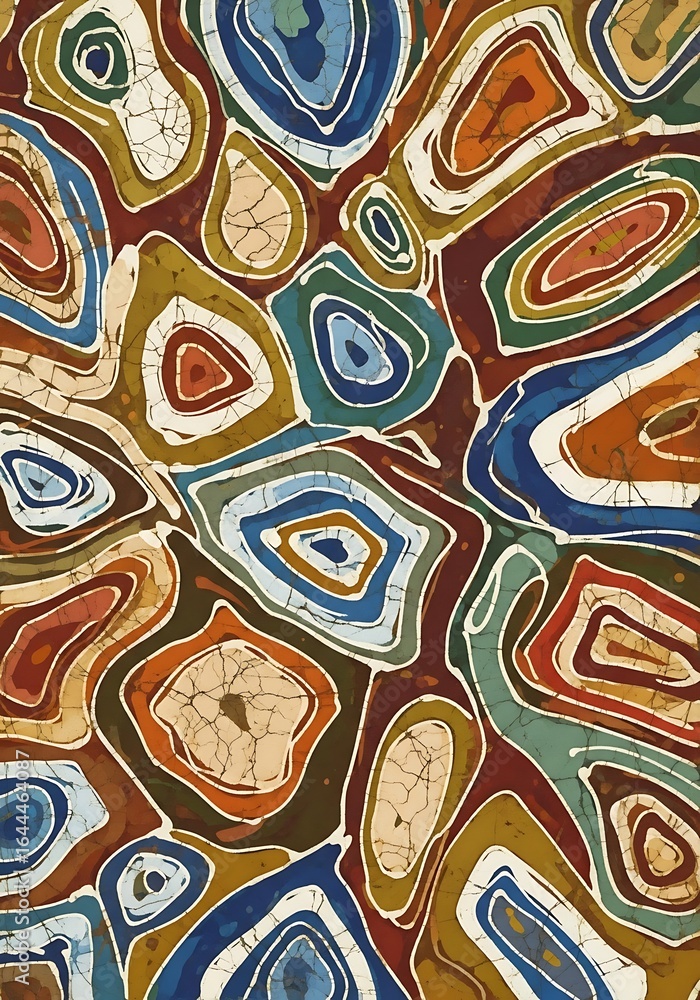 Aufkleber organic shapes and concentric rings in a decorative color palette create visual depth