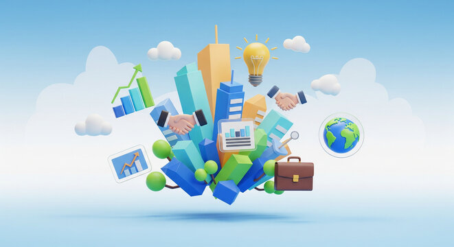 Dynamic Business Growth and Global Collaboration Concept