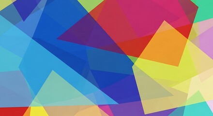 Vibrant overlapping geometric shapes creating a dynamic abstract compositional design