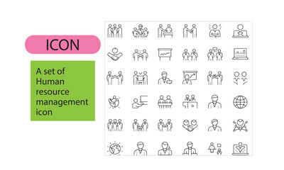 A set of human resource management line art icon
