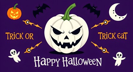 Happy Halloween Spooky Pumpkins, Bats, and Ghosts!