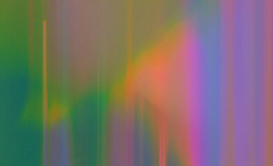 Abstract digital illustration in a dreamy, iridescent style features blended vertical shapes and soft lines. Colors include pink, purple, yellow, blue, orange, and green merging together fluidly.