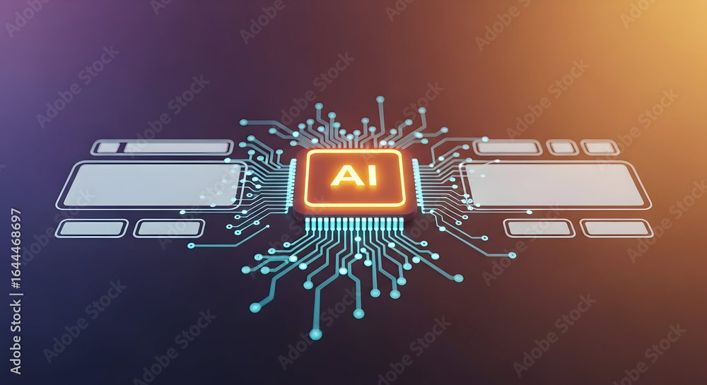 Poster advanced ai processor powering futuristic digital technology for innovation and progress