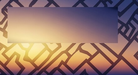 Modern abstract background with a geometric network pattern and a vibrant color gradient, featuring a blank rectangular text box for digital design.