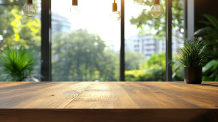 Business modern office open space with minimal table bokeh background blurred interior