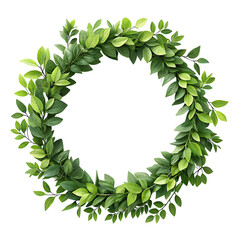 Fototapeta premium Beautifully crafted circular wreath made of fresh green leaves and delicate foliage isolated on transparent background