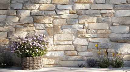 Contemporary stone wall interior and exterior spaces background