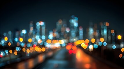 Blurred city night lights bokeh overlay