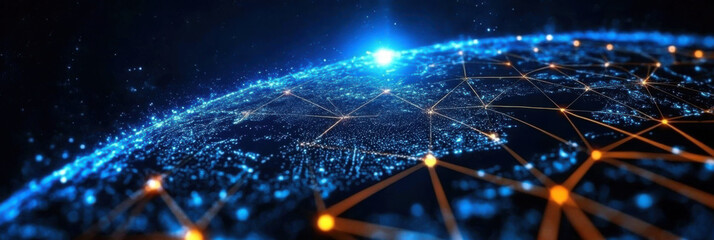 technology internet business Global world network telecommunication on earth