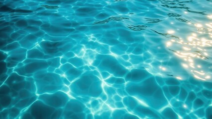 Sunlight Patterns on Clear Blue Pool Water
