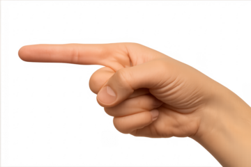 Woman hand pointing finger on transparent background