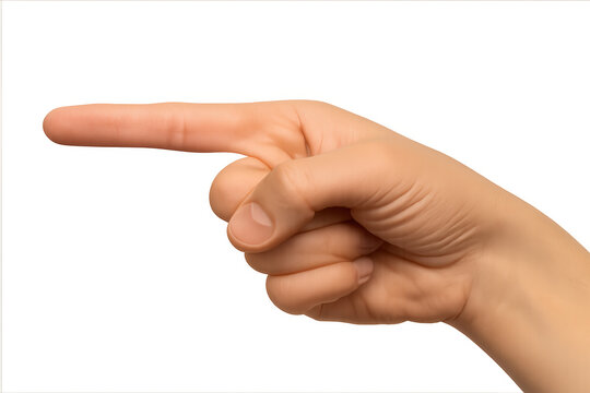 Woman hand pointing finger on transparent background