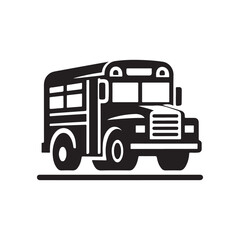 school bus  vector silhouette outline logo design illustration 