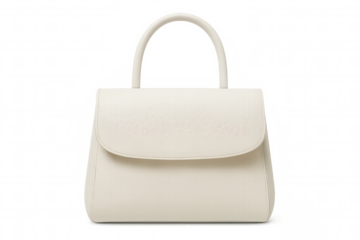 Elegant white leather handbag on a clear background, ideal for highlighting fashion accessories or e-commerce product presentations