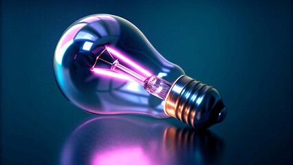 Illuminated light bulb on a dark background, symbolizing a bright idea or innovation