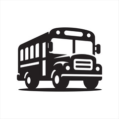 school bus  vector silhouette outline logo design illustration 