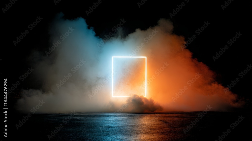 Poster a futuristic and abstract concept is represented by a dark background filled with colorful clouds of