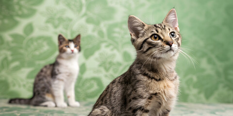 adorable domestic kittens are sitting together