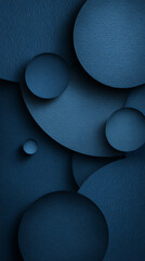 Dark blue paper background with round shapes creates modern and textured visual appeal, perfect for various design projects
