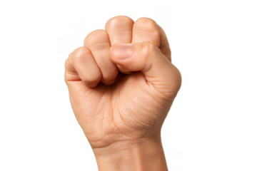 Hand making fist gesture on transparent background