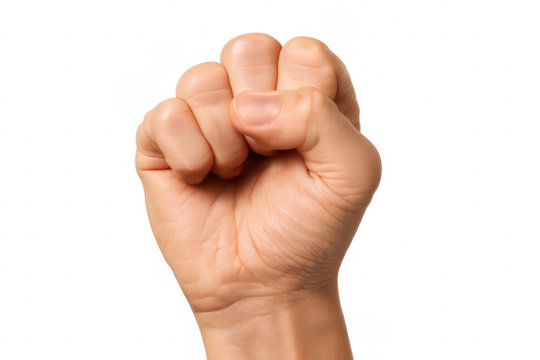 Hand making fist gesture on transparent background