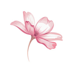 Naklejka premium Elegant pink flower with subtle shading and stem on white background art