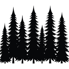 Obraz premium Black evergreen forest silhouette trees nature