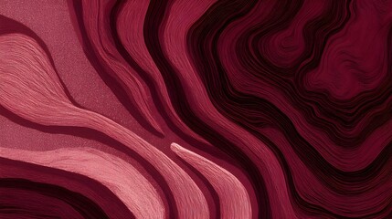 Abstract red layered flowing wave texture with intricate contour patterns and depth, modern 3D paper cut style background for artistic and design use.