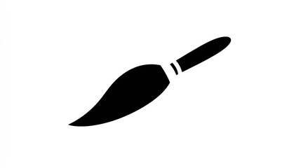 Simple black silhouette of a paintbrush, angled, isolated on white