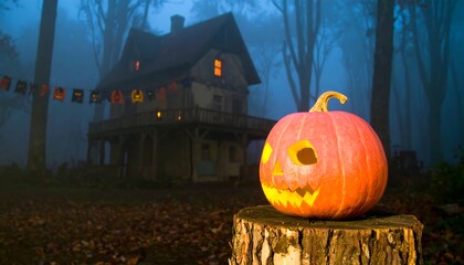 Haunted house halloween pumpkin