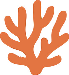 Obraz premium Orange Coral Icon, Isolated Background. Marine Decorative Graphic, Underwater Design Element