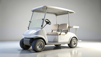 Modern white golf cart with canopy and comfortable seating