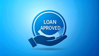 Blue hand holding loan approved icon