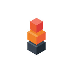 Obraz premium vector of a stack of three isometric cubes, representing organization, structure, building blocks, data, and three-dimensional design.