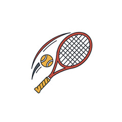 vector of a tennis racket in action, hitting a tennis ball, suitable for sports, recreation, and healthy lifestyle themes.